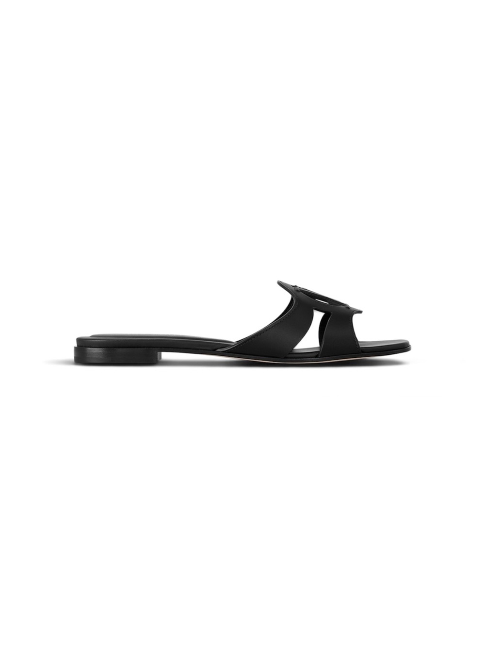 Louis Vuitton LV Isola Flat Mule Black Leather Size 37.5 NWT